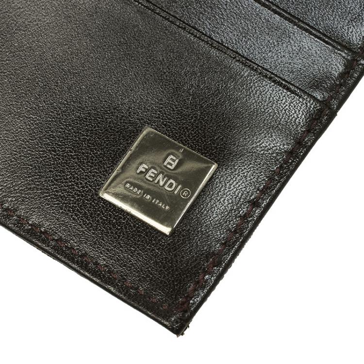 Pre Owned Fendi Tobacco Zucca Canvas Compact Wallet