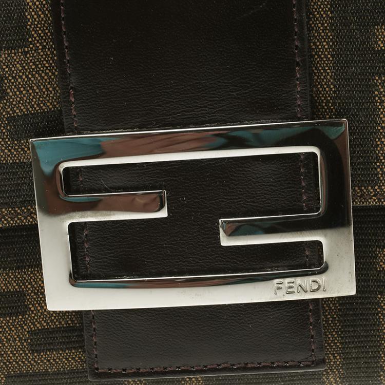 Pre Owned Fendi Tobacco Zucca Canvas Compact Wallet