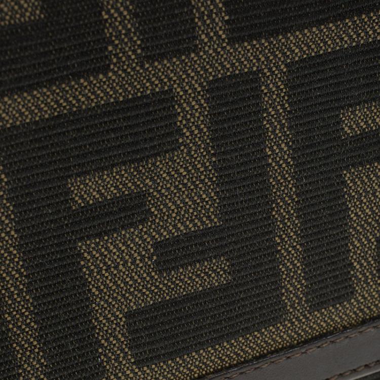 Pre Owned Fendi Tobacco Zucca Canvas Flap Wallet