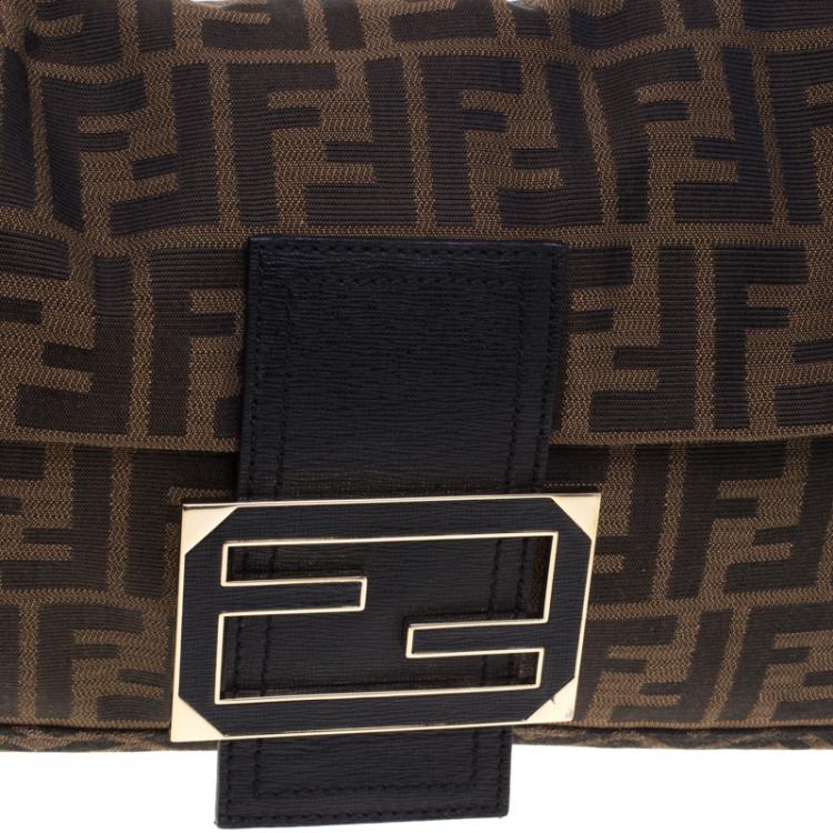 Pre Owned Fendi Tobacco Zucca Canvas Large Convertible Baguette Shoulder Bag