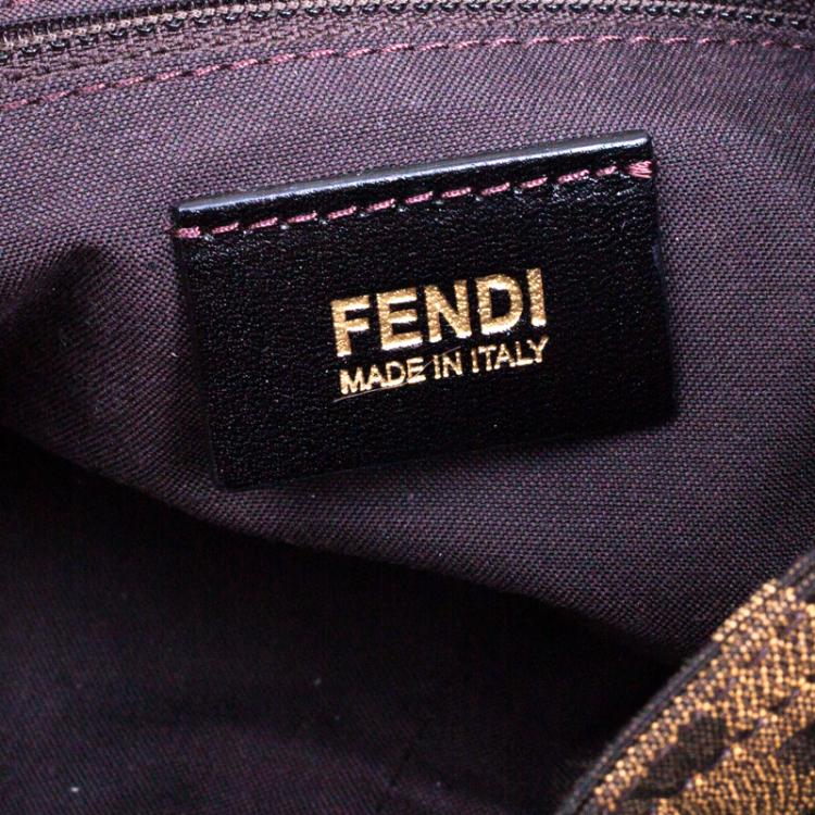 Pre Owned Fendi Tobacco Zucca Canvas Large Convertible Baguette Shoulder Bag