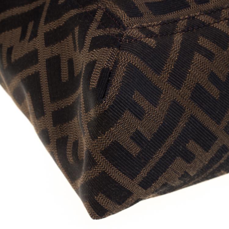 Pre Owned Fendi Tobacco Zucca Canvas Large Convertible Baguette Shoulder Bag