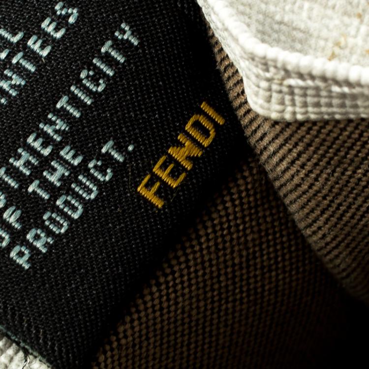 Pre Owned Fendi Grey Zucchino Coated Canvas Compact Wallet