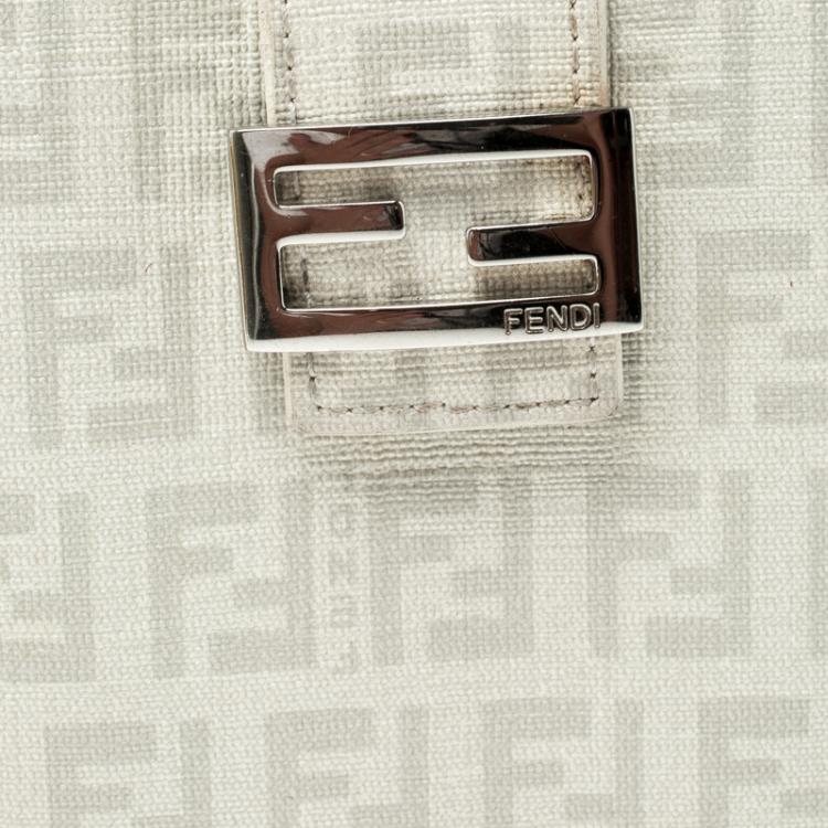 Pre Owned Fendi Grey Zucchino Coated Canvas Compact Wallet