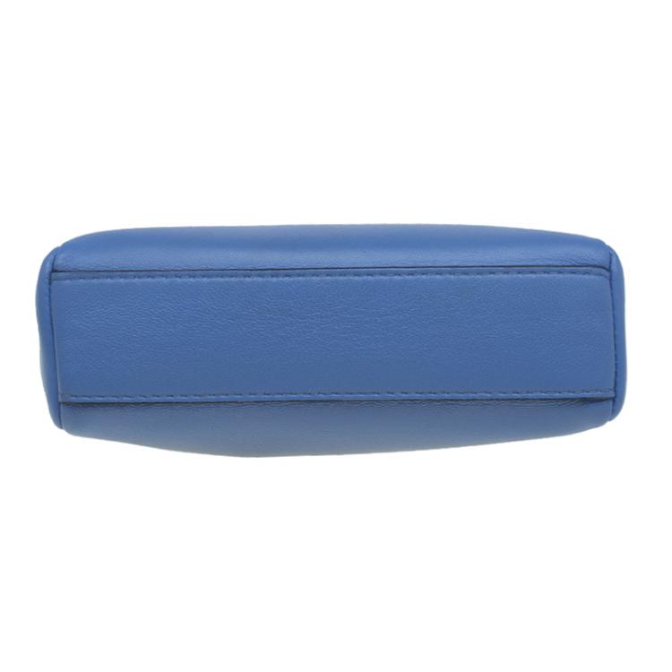Pre Owned Fendi Powdered Blue Leather Micro Peekaboo Bag