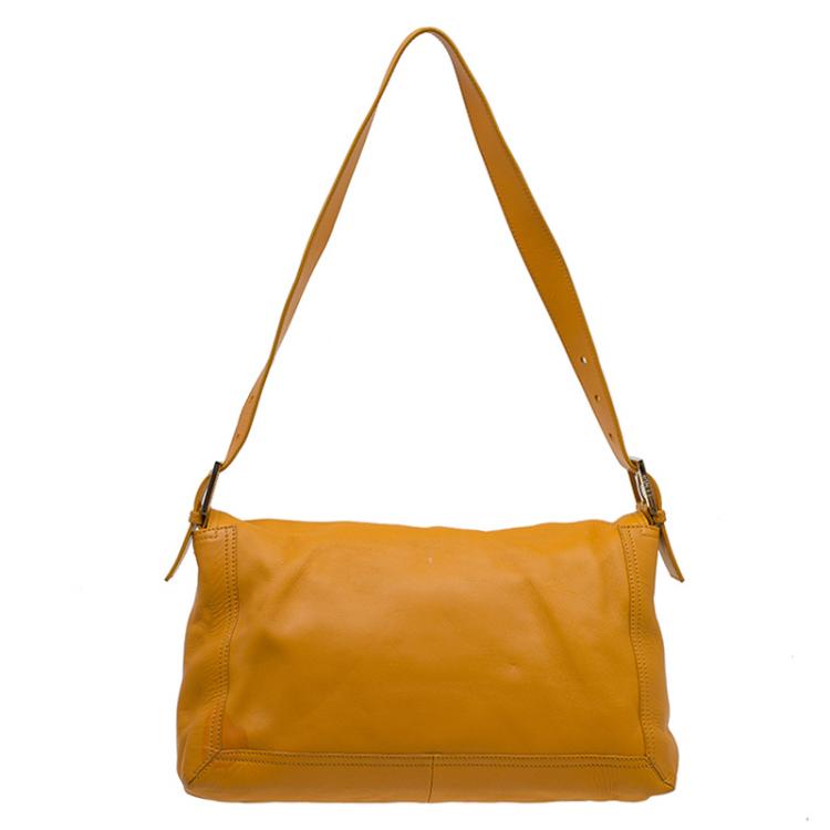 Pre Owned Fendi Tan Leather Large Convertible Baguette Shoulder Bag