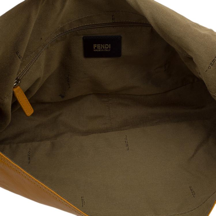 Pre Owned Fendi Tan Leather Large Convertible Baguette Shoulder Bag