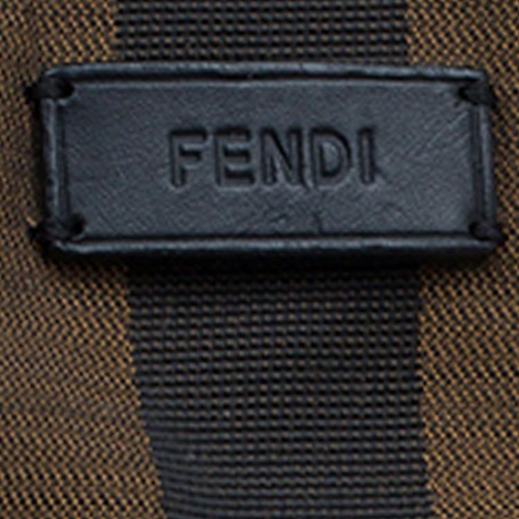 Pre Owned Fendi Tobacco Canvas Pequin Shopper Tote