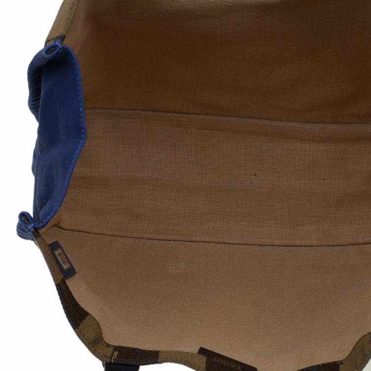 Pre Owned Fendi Tobacco Canvas Pequin Shopper Tote