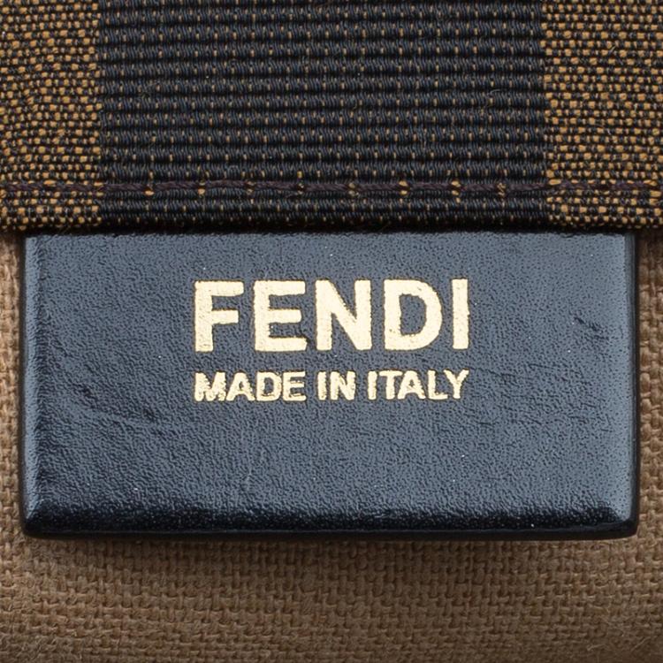 Pre Owned Fendi Tobacco Canvas Pequin Shopper Tote