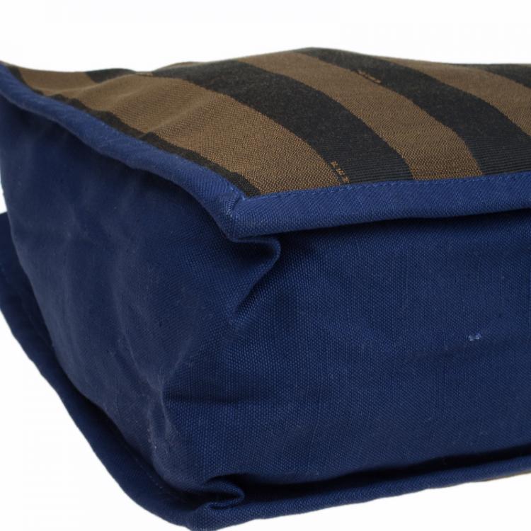 Pre Owned Fendi Tobacco Canvas Pequin Shopper Tote