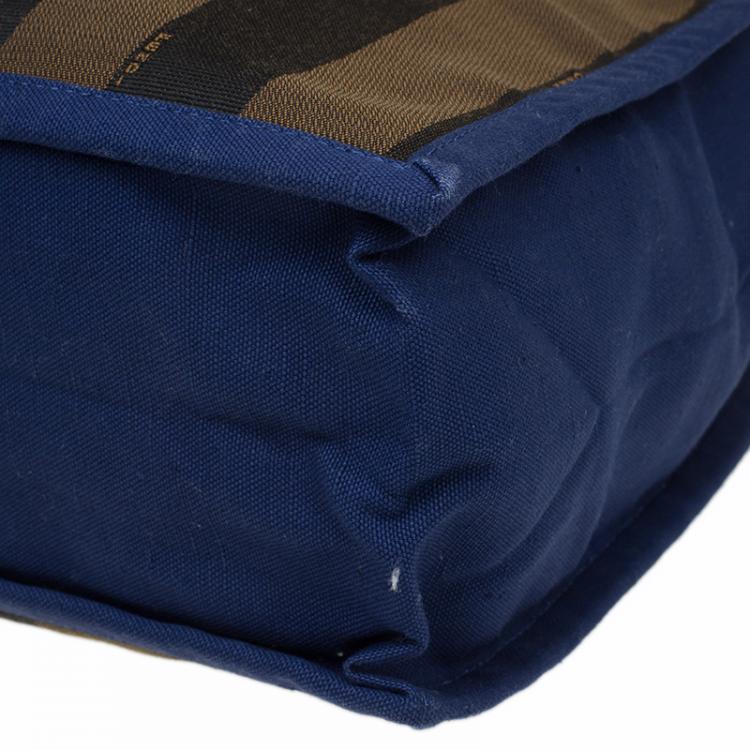 Pre Owned Fendi Tobacco Canvas Pequin Shopper Tote