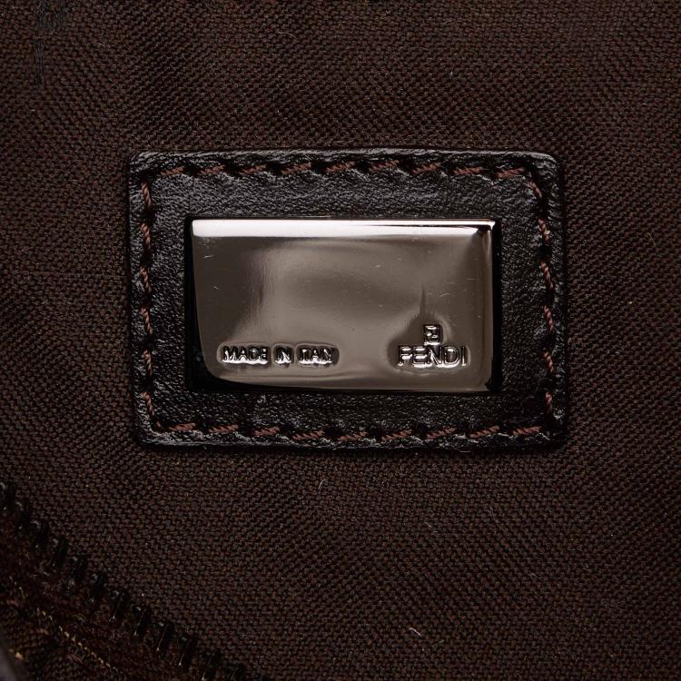 Pre Owned Fendi Tobacco Zucchino Canvas Small Boston Bag