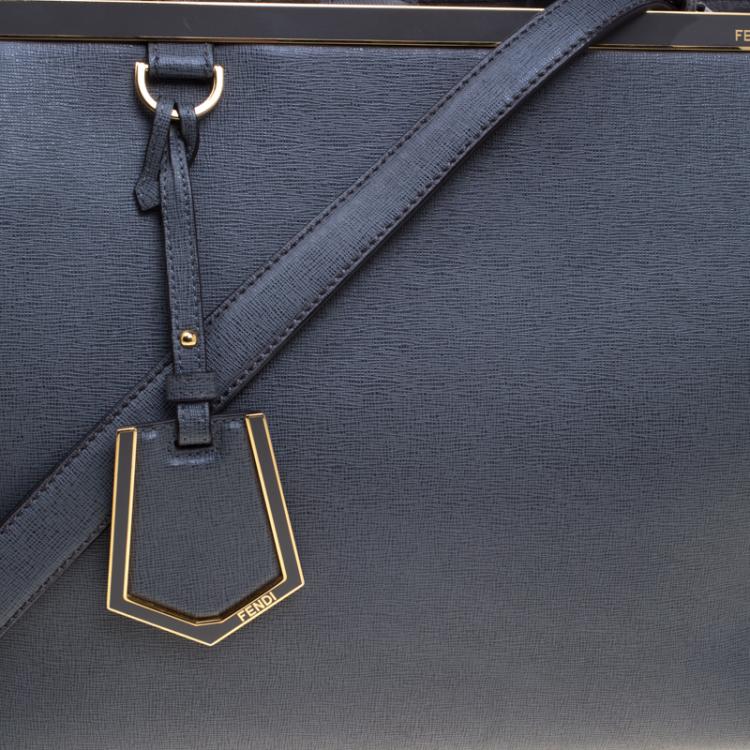 Pre Owned Fendi Grey Saffiano Leather 2Jours Tote