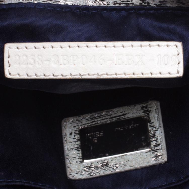 Pre Owned Fendi Light Green Suede Glitters Mia Pochette Bag