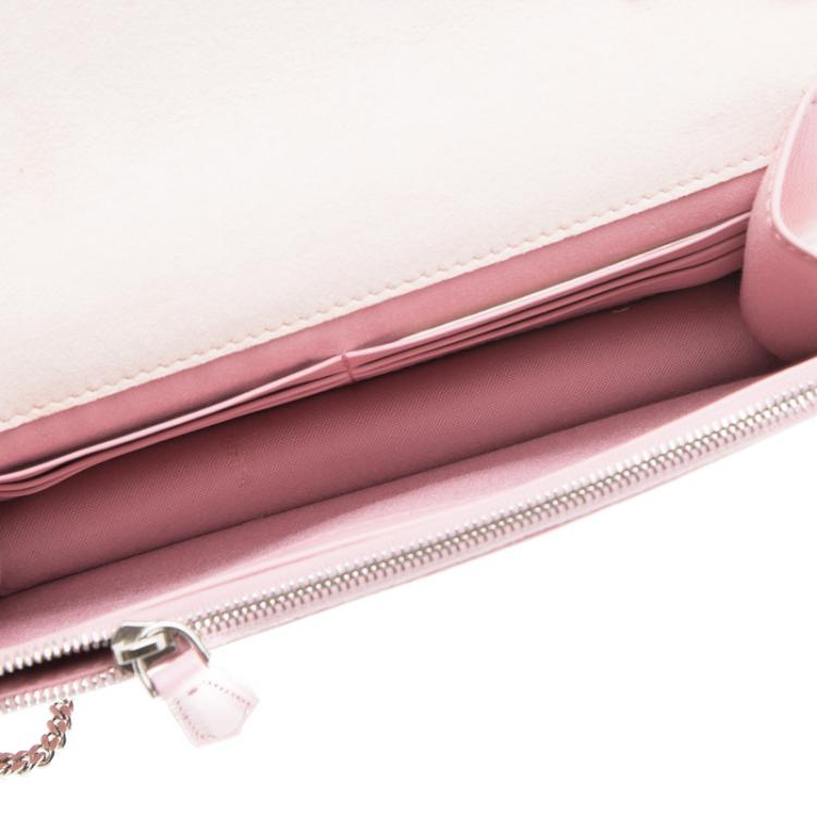 Pre Owned Fendi Pink Leather Tube On Chain Wallet 