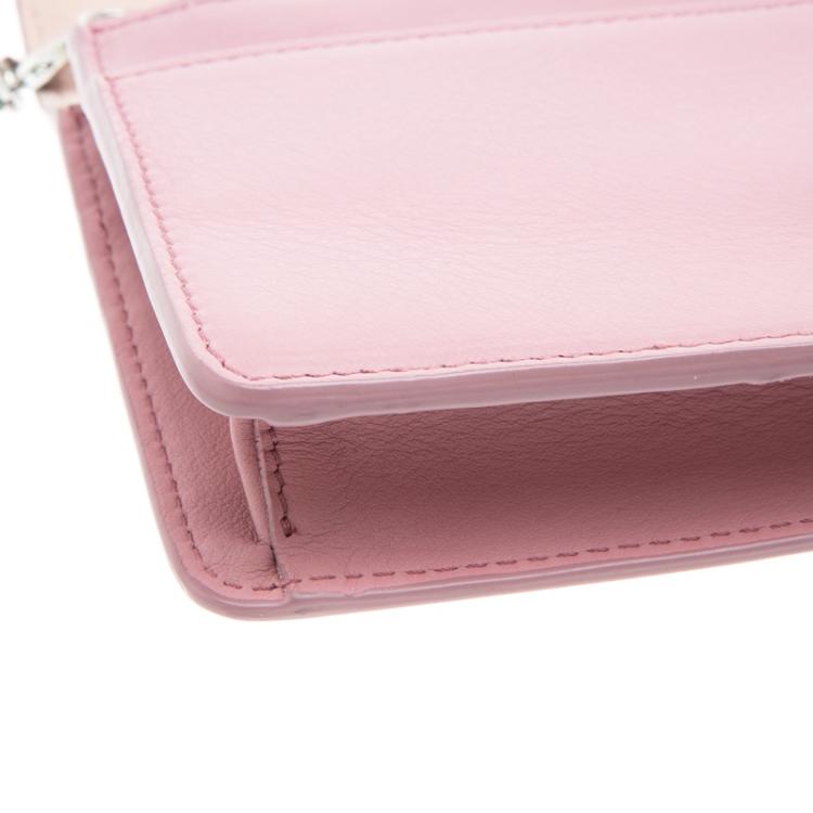 Pre Owned Fendi Pink Leather Tube On Chain Wallet 