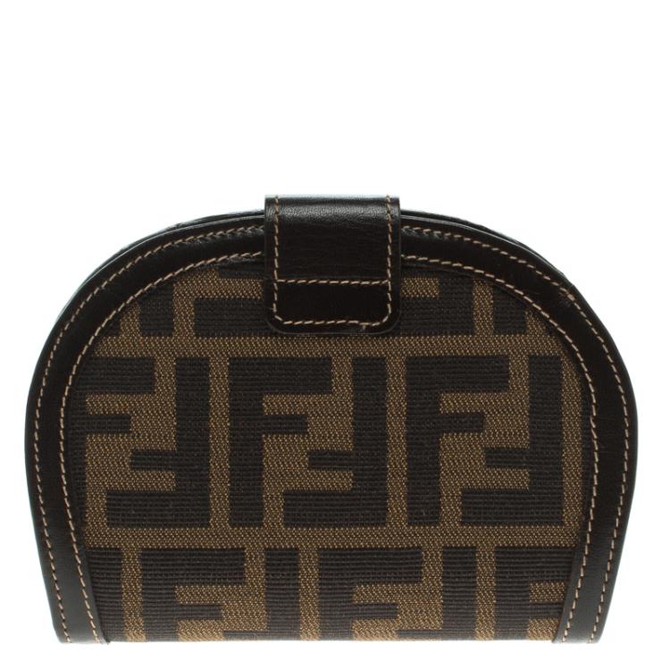 Pre Owned Fendi Tobacco Zucca Canvas Vintage Bi fold Wallet