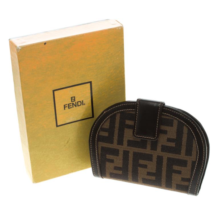 Pre Owned Fendi Tobacco Zucca Canvas Vintage Bi fold Wallet