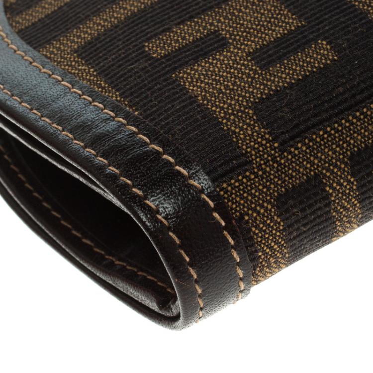 Pre Owned Fendi Tobacco Zucca Canvas Vintage Bi fold Wallet