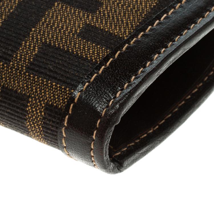Pre Owned Fendi Tobacco Zucca Canvas Vintage Bi fold Wallet