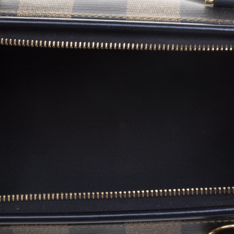 Pre Owned Fendi Tobacco Pequin Coated Canvas Boston Bag