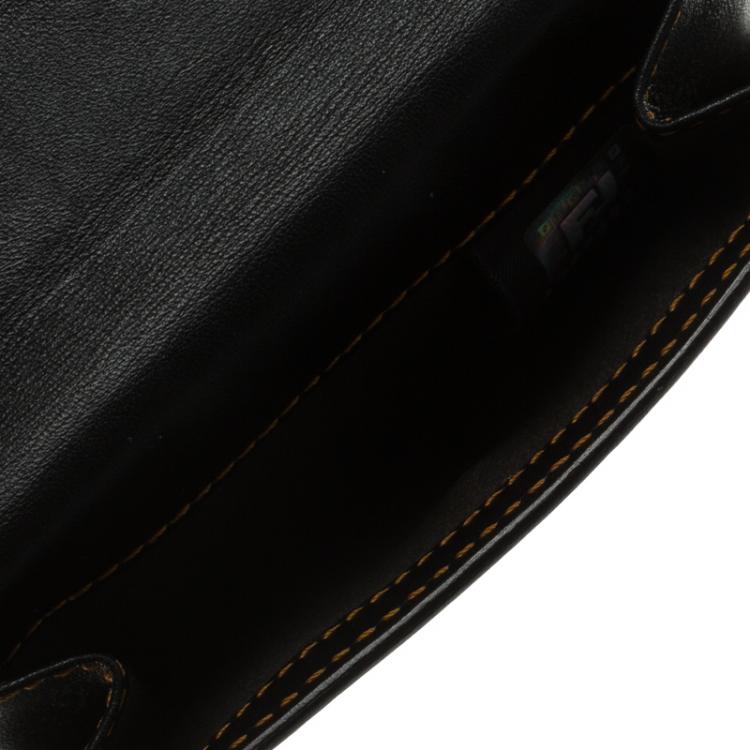 Pre Owned Fendi Black Zucchino patent Leather Compact Wallet