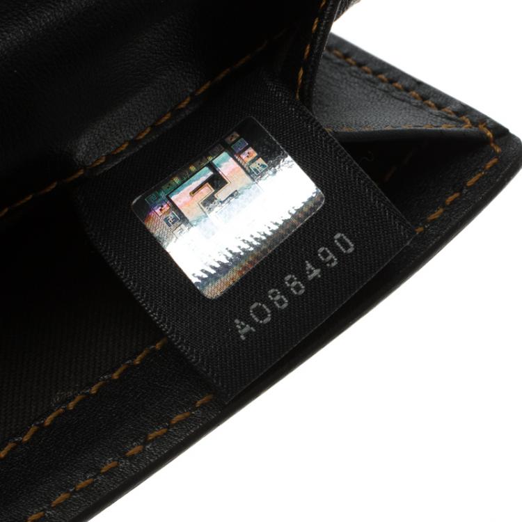 Pre Owned Fendi Black Zucchino patent Leather Compact Wallet