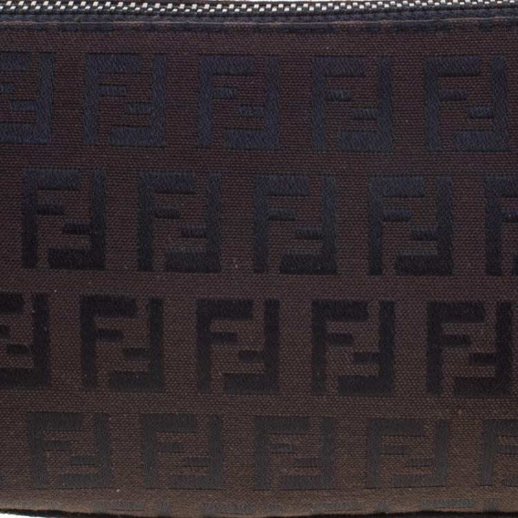 Pre Owned Fendi Dark Brown Zucchino Canvas Pochette

