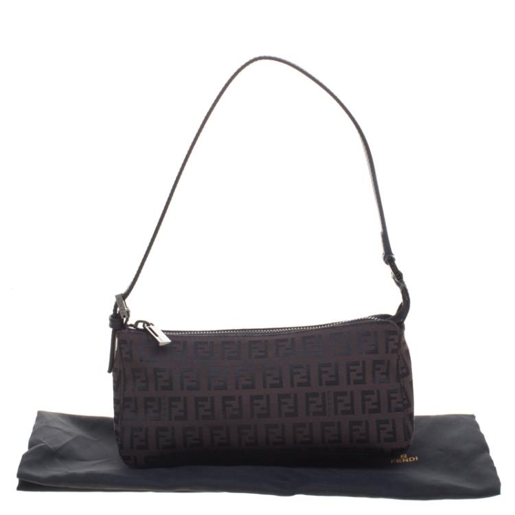 Pre Owned Fendi Dark Brown Zucchino Canvas Pochette
