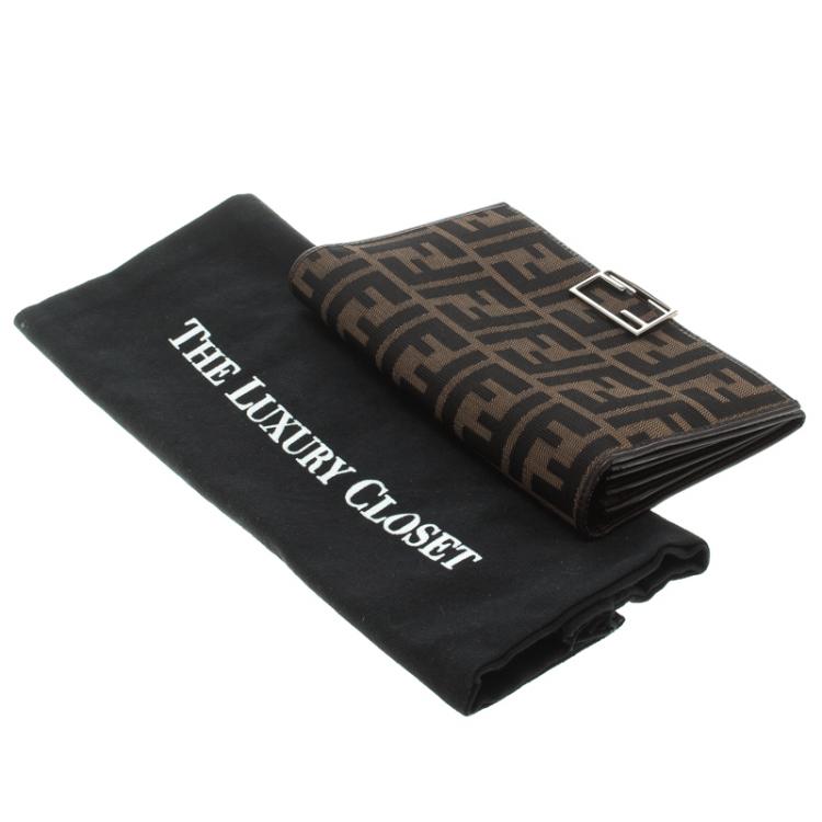 Pre Owned Fendi Tobacco Zucca Canvas Long Wallet