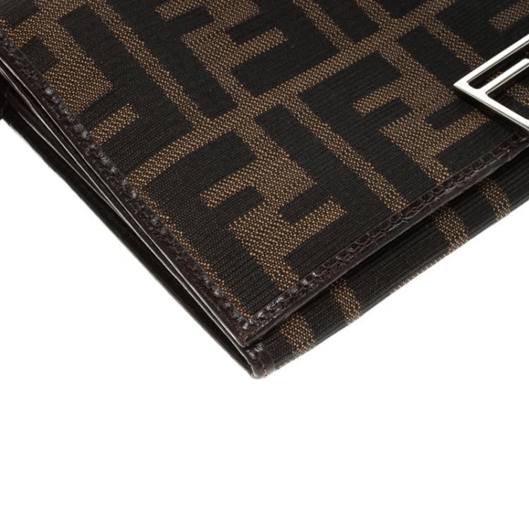 Pre Owned Fendi Tobacco Zucca Canvas Long Wallet