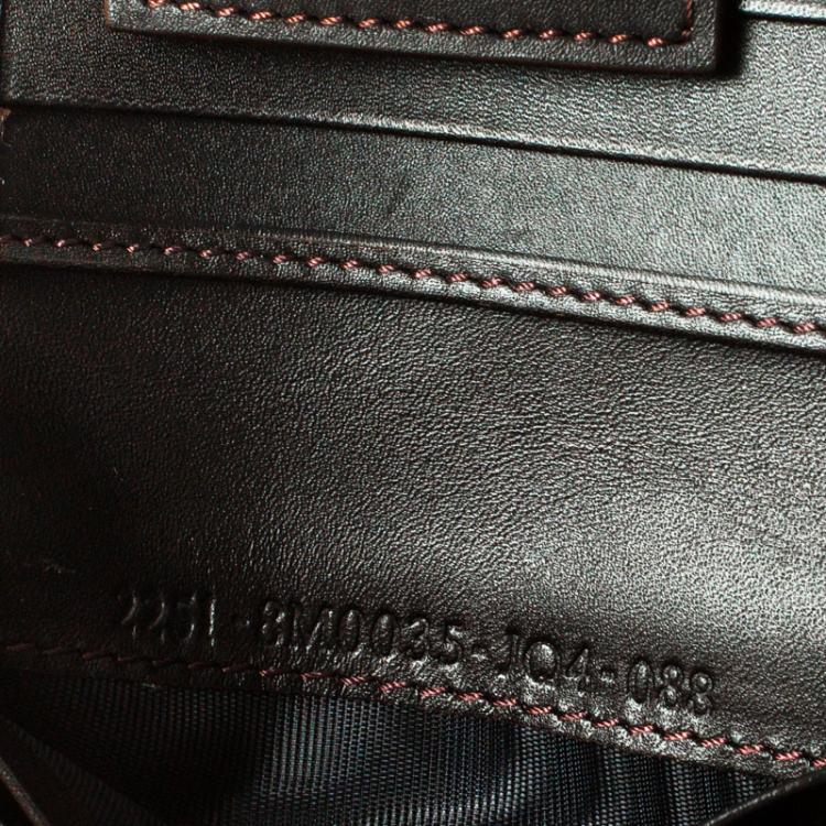 Pre Owned Fendi Dark Brown Zucchino Canvas and Leather Compact Wallet
