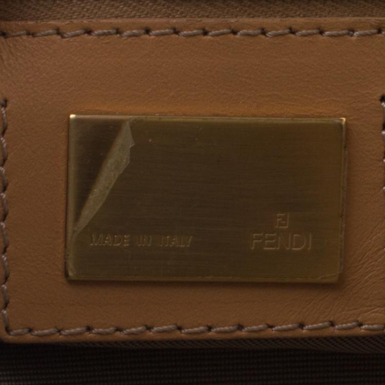 Pre Owned Fendi Fatigue Green Zucchino Canvas Baguette Shoulder Bag