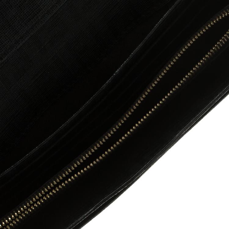 Pre Owned Fendi Black Zucchino Coated Canvas Continental Wallet