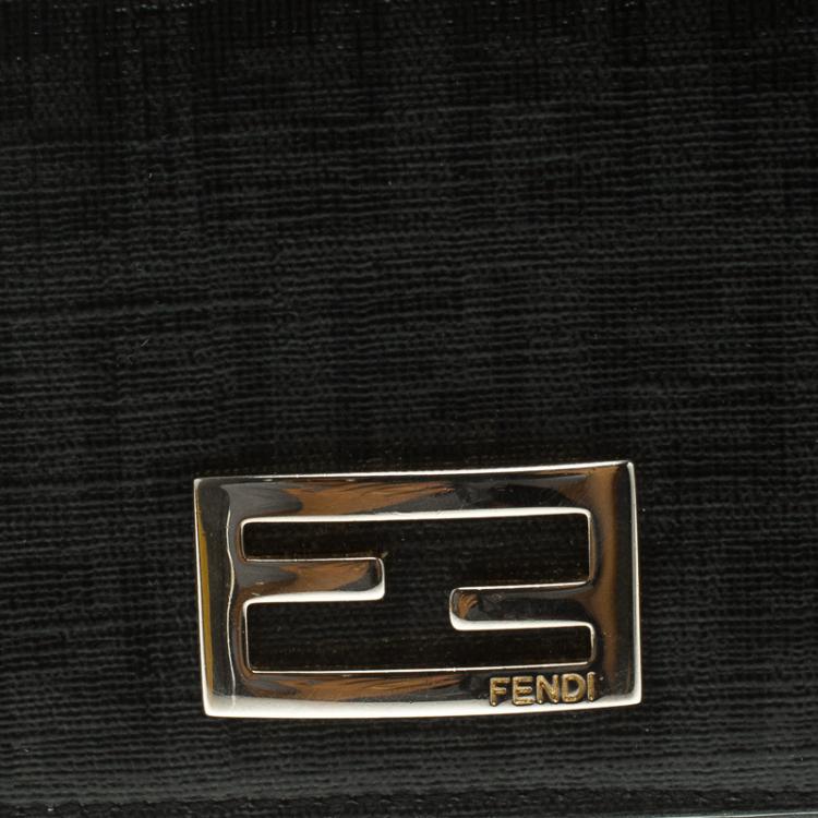 Pre Owned Fendi Black Zucchino Coated Canvas Continental Wallet