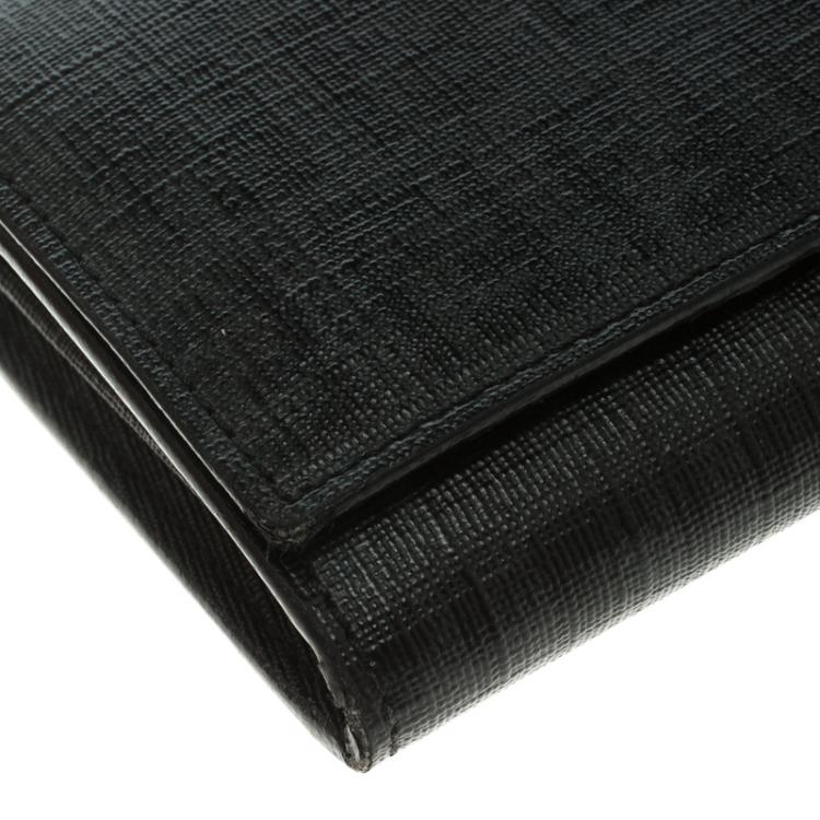 Pre Owned Fendi Black Zucchino Coated Canvas Continental Wallet