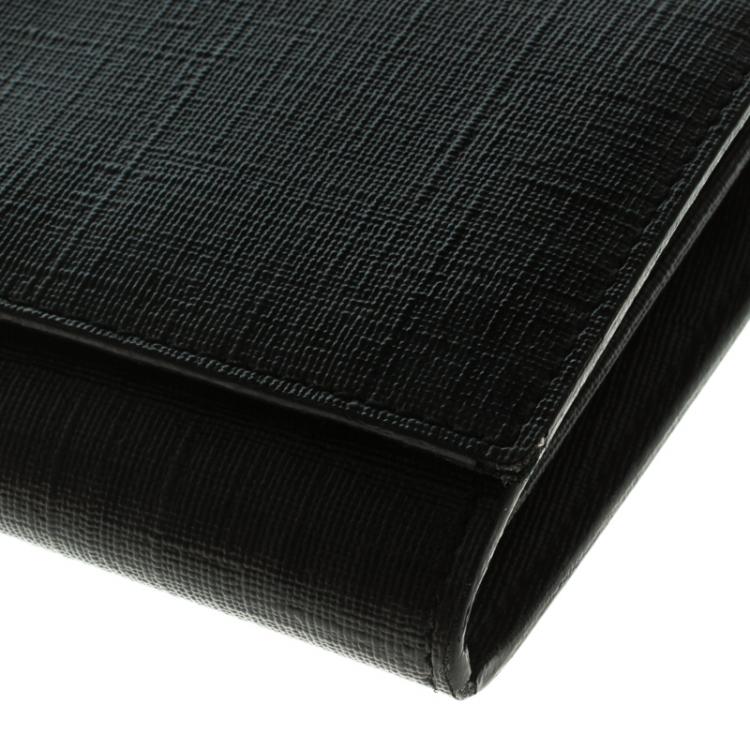 Pre Owned Fendi Black Zucchino Coated Canvas Continental Wallet