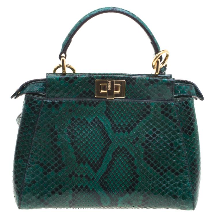 Fendi Green Python Mini Peekaboo Top Handle Bag Fendi | TLC