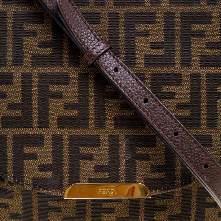 Pre Owned Fendi Tobacco Zucca Canvas Crossbody Bag
