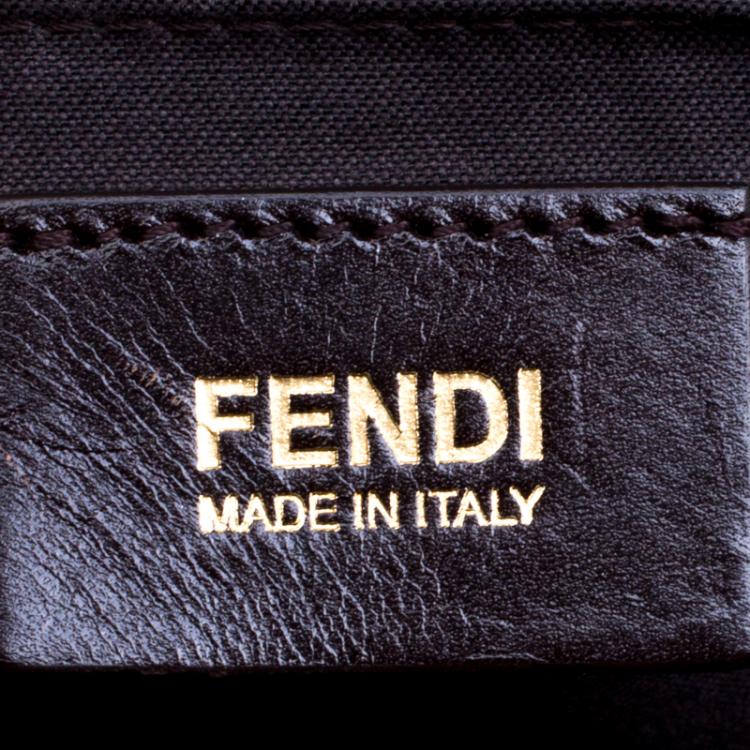 Pre Owned Fendi Brown Leanther/Canvas and Suede Pequin Boston Bag