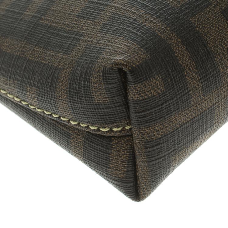 Pre Owned Fendi Tobacco/Green Zucca Coated Canvas Pochette