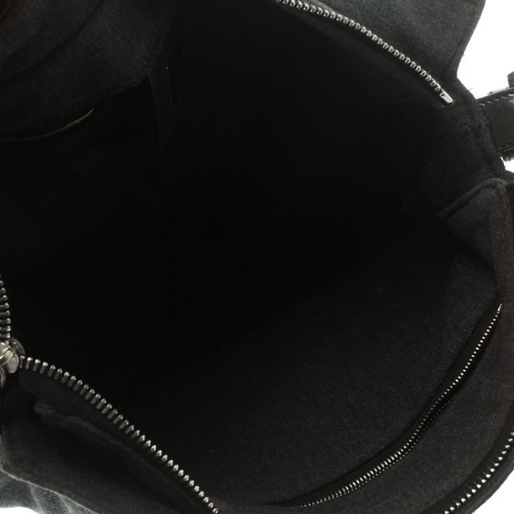 Pre Owned Fendi Dark Grey Felt Baguette Shoulder Bag
