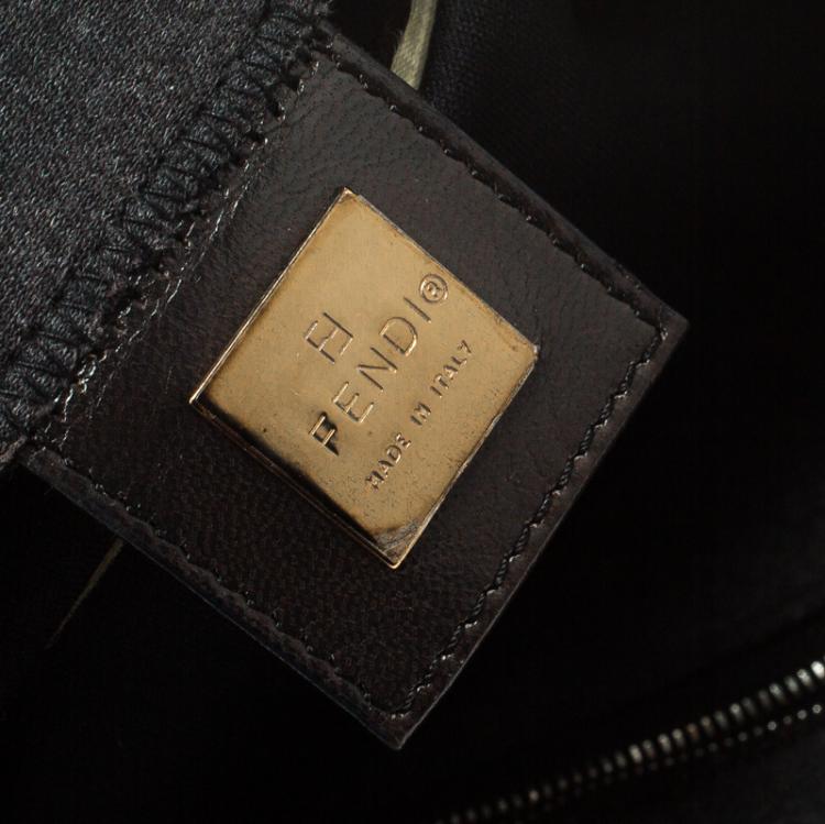 Pre Owned Fendi Dark Grey Felt Baguette Shoulder Bag
