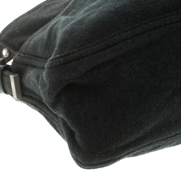 Pre Owned Fendi Dark Grey Felt Baguette Shoulder Bag
