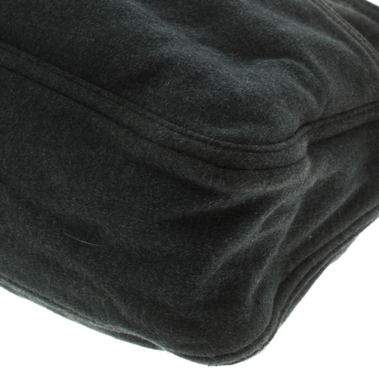 Pre Owned Fendi Dark Grey Felt Baguette Shoulder Bag
