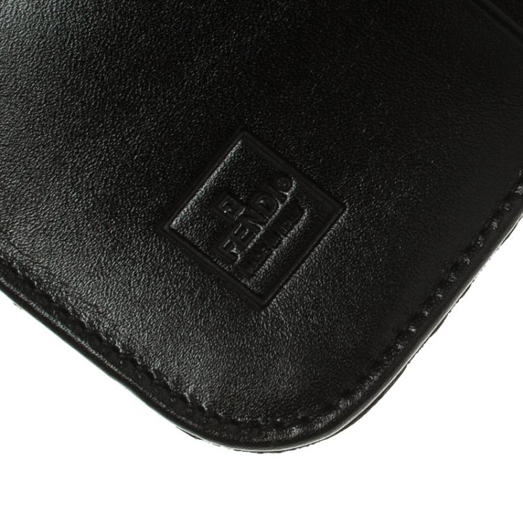 Pre Owned Fendi Black Zucchino Canvas Zip Around Compact Wallet
