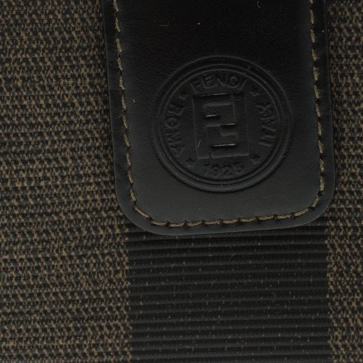 مملوكة مسبقًا Fendi Tobacco Pequin Coated Canvas Kisslock Wallet