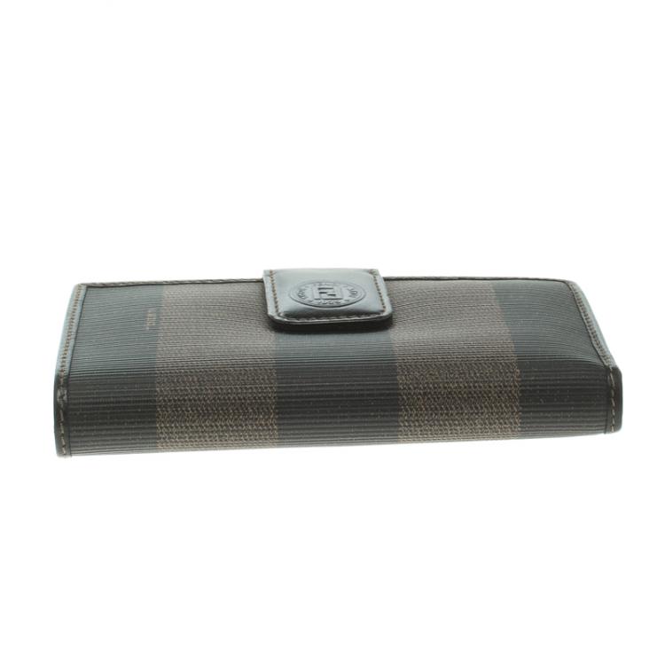مملوكة مسبقًا Fendi Tobacco Pequin Coated Canvas Kisslock Wallet