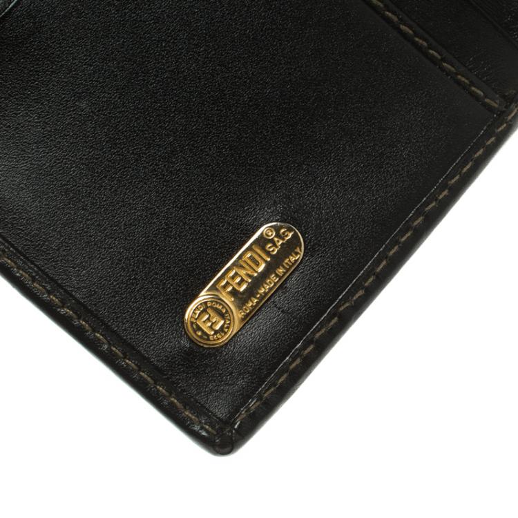 مملوكة مسبقًا Fendi Tobacco Pequin Coated Canvas Kisslock Wallet